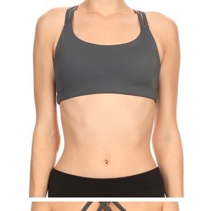 Grey swim bikini  top with xx crossed back